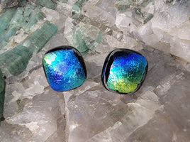 Rainbow Dichroic Glass Jewelry Post Earrings