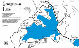 Georgetown Lake MT - Laser Cut Wood Map