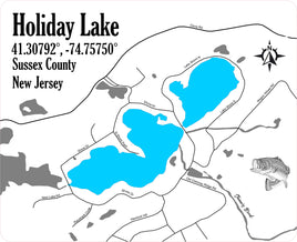 Holiday Lake NJ - Laser Cut Wood Map