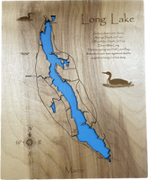 Long Lake, Maine - Laser Engraved Wood Map Overflow Sale Special