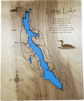 Long Lake, Maine - Laser Engraved Wood Map Overflow Sale Special