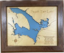 South Twin Lake, Maine - Laser Engraved Wood Map Overflow Sale Special