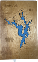 Badin Lake, North Carolina (DIY Frame) - Laser Engraved Wood Map Overflow Sale Special