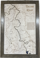 Toccoa River, Georgia - Laser Engraved Wood Map Overflow Sale Special