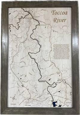 Toccoa River, Georgia - Laser Engraved Wood Map Overflow Sale Special