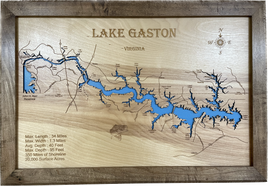 Lake Gaston, Virginia - Laser Engraved Wood Map Overflow Sale Special