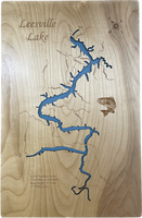 Leesville Lake - Laser Engraved Wood Map Overflow Sale Special