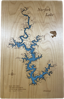 Norfork Lake, Arkansas - Laser Engraved Wood Map Overflow Sale Special