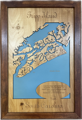 Fripp Island, South Carolina - Laser Engraved Wood Map Overflow Sale Special