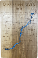 Mississippi River Pool 14 - Laser Engraved Wood Map Overflow Sale Special