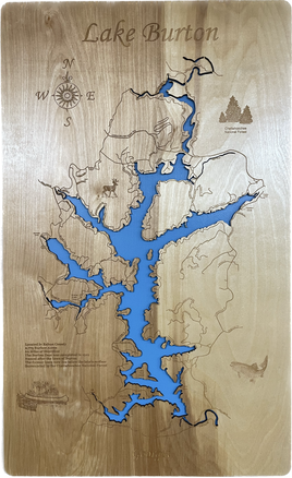 Lake Burton, Georgia - Laser Engraved Wood Map Overflow Sale Special