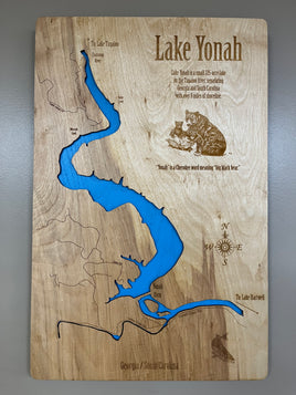 Lake Yonah, GA - Laser Engraved Wood Map Overflow Sale Special