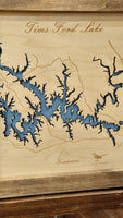 Tims Ford Lake, Tennessee - laser cut wood map