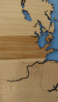 Rainy Lake, Minnesota - laser cut wood map