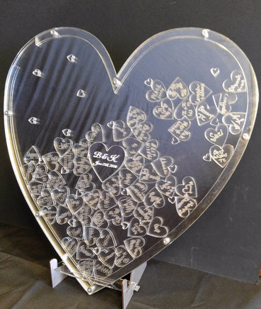 Mirrored Triple Heart Drop Guest Book