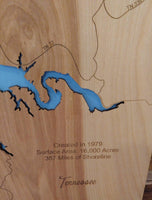 Tellico Lake, Tennessee - laser cut wood map