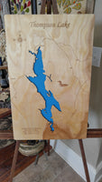Thompson Lake, Maine - laser cut wood map