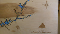 Lake Powell in Utah and Arizona - Laser Cut Wood Map