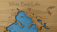 White Bear Lake, Minnesota - laser cut wood map