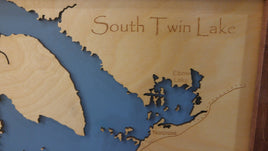 South Twin Lake, Maine - laser cut wood map