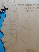 Lake Palestine, Texas - Laser Cut Wood Map
