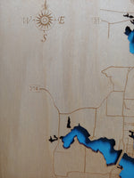 Lake Palestine, Texas - Laser Cut Wood Map