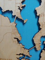 Lake Palestine, Texas - Laser Cut Wood Map