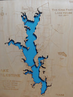 Lake Palestine, Texas - Laser Cut Wood Map