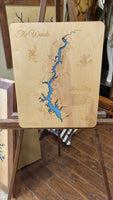 Lake Tillery, North Carolina - Wood Cut Laser Map