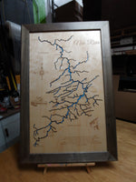 The New River, NC - Laser Cut Wood Map