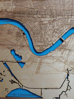 New Orleans, Louisiana Coastal Map - laser cut wood map