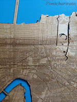 New Orleans, Louisiana Coastal Map - laser cut wood map
