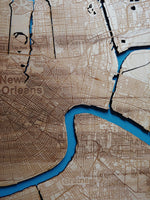 New Orleans, Louisiana Coastal Map - laser cut wood map