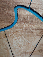 New Orleans, Louisiana Coastal Map - laser cut wood map