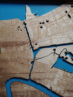 New Orleans, Louisiana Coastal Map - laser cut wood map