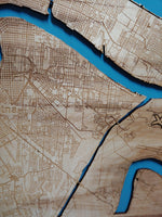 New Orleans, Louisiana Coastal Map - laser cut wood map