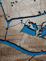 New Orleans, Louisiana Coastal Map - laser cut wood map