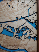 New Orleans, Louisiana Coastal Map - laser cut wood map