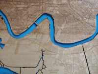 New Orleans, Louisiana Coastal Map - laser cut wood map