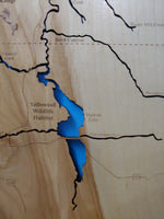 Bighorn Lake, Montana and Wyoming - Laser Cut Wood Map
