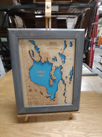 Sebago Lake, Maine - laser cut wood map