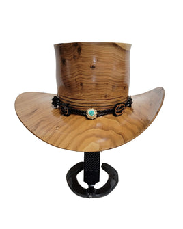 Butternut Cowboy Hat - Rare Wood Turned Men's Headwear #379