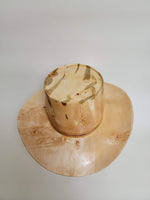 Birdseye Maple Cowboy Hat - Rare Wood Turned Men's Headwear #400