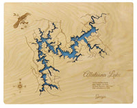 Allatoona Lake, Georgia - Laser Cut Wood Map