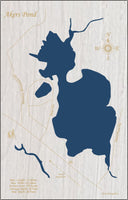 Akers Pond, New Hampshire - Laser Cut Wood Map