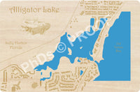 Alligator Lake, FL - Laser Cut Wood Map