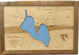 Lake Almanor, California - Laser Cut Wood Map