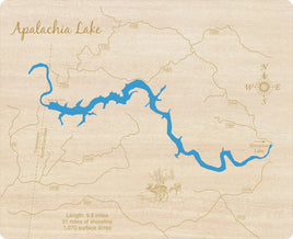 Apalachia Lake, North Carolina - Laser Cut Wood Map
