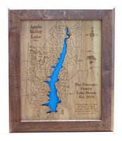 Apple Valley Lake, Ohio - Laser Cut Wood Map