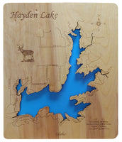 Hayden Lake, Idaho - Laser Cut Wood Map